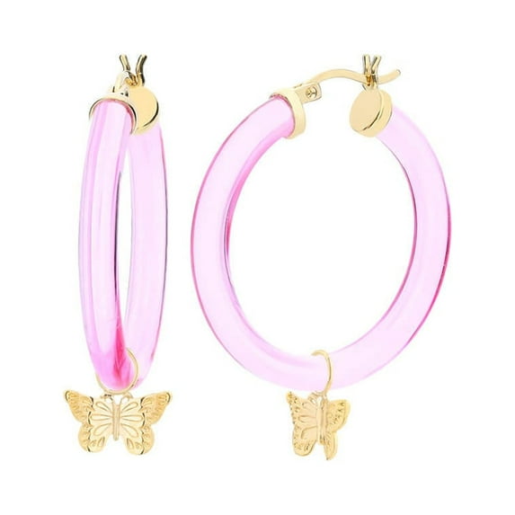 Butterfly Charm Lucite Hoops