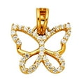 thumbnail image 1 of Butterfly Charm Solid 14k Yellow Gold Pendant CZ Fashion Open Design Stylish Polished Fancy 14 x 12 mm, 1 of 1