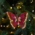 thumbnail image 1 of Butterfly Christmas Decorations 3Pcs Glitter Feather Butterflies On Wire for Indoor Outdoor Unique Holiday Decor Christmas Party Home Decor,Red, 1 of 6