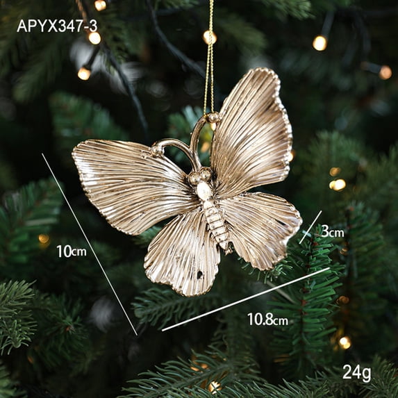Butterfly Christmas Ornaments Set Electroplated Hanging Decor, Unique Butterfly Design for Tree and Wreath, Shatterproof Holiday Home Decoration Xmas Gift