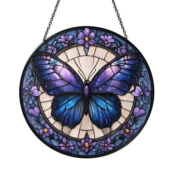 Butterfly Circle Window Hanging – Glass Style Art