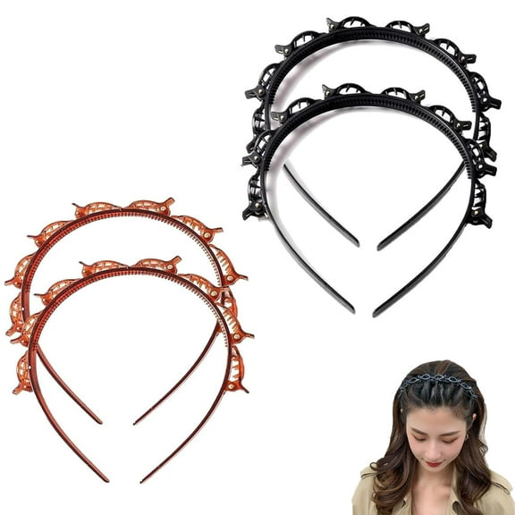 Butterfly Clip Headband for Women，Multi-Layer Hollow Braided Headband Bangs ，Toothed Braided Hairband Small Clip Bangs Fixed Artifact，for Women Hair Hairstyle Plait