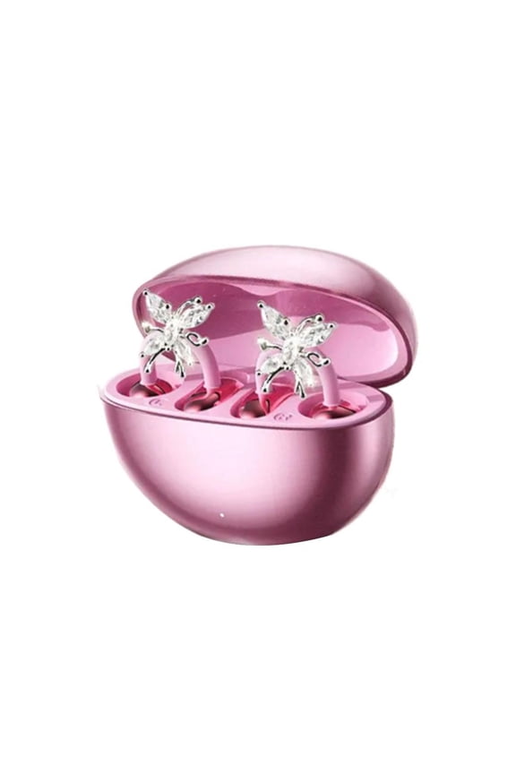 Butterfly Clip-on Earbuds Bluetooth 6.0 Luxury Earrings Clip-on Wireless Bluetooth Headphones with Detachable Butterfly,Pink Clip-ons Sports Earphones Fit Gym Earphones Open Ear Buds