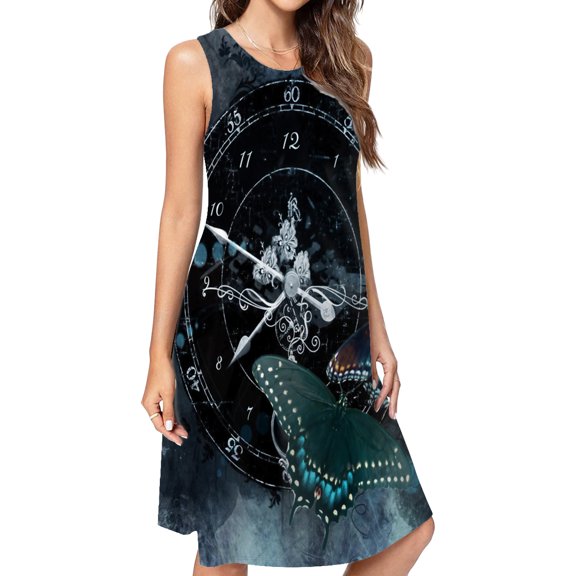 Butterfly Clock Dress Elegant Party Dresses Evening Dresses Women Dress Sleeveless Dress Ladies Dresses