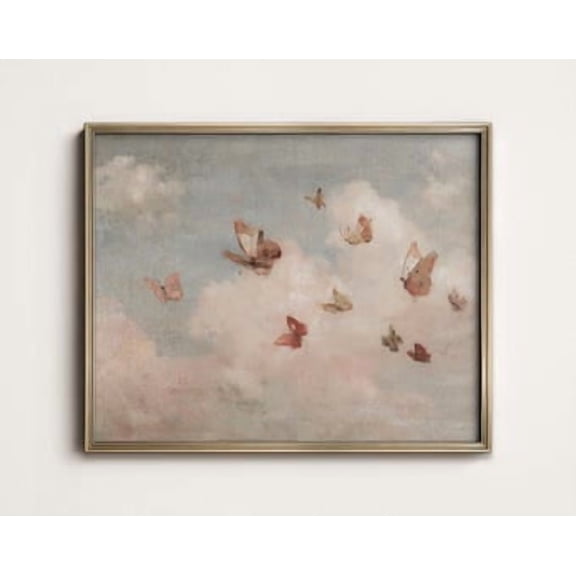 Butterfly Cloud Poster Vintage Cottagecore Nursery Decor 945, Poster Only
