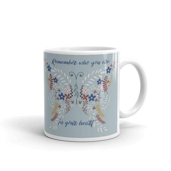 Butterfly Coffee Mug Floral Butterflies ember Who You Are In Your Heart Flower Inspirational Quote up Mug Tea Hohocolate.