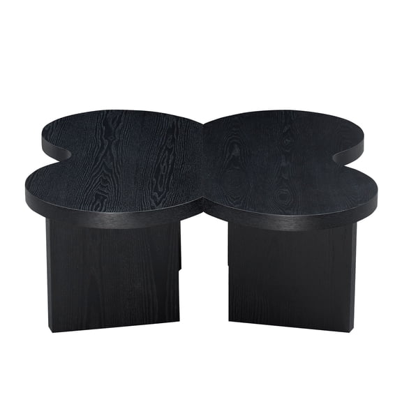Butterfly Coffee Table with 240 LBS Capacity, Modern Black MDF Splittable Coffee Table for Living Room, Bedroom, Office