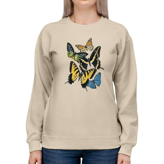 Butterfly Collage Sweatshirt Women -Victoria Barnes Designs, Female 4X-Large