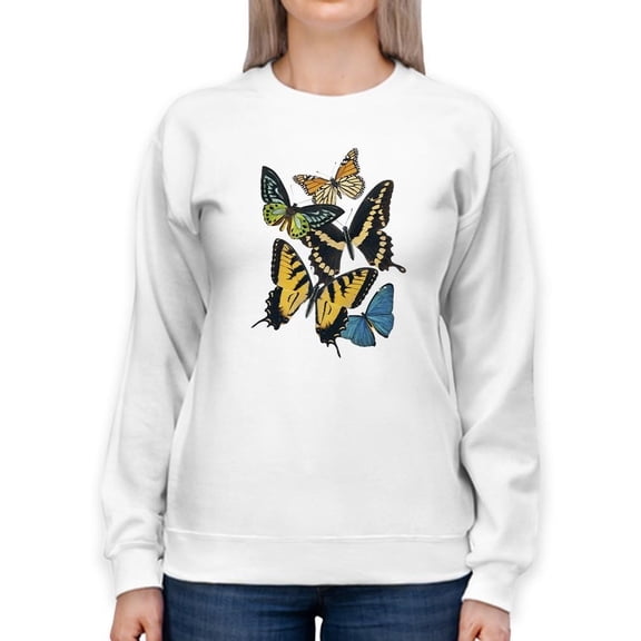 Butterfly Collage Sweatshirt Women -Victoria Barnes Designs, Female Small