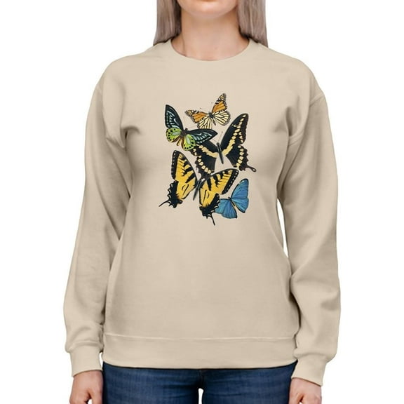 Butterfly Collage Sweatshirt Women -Victoria Barnes Designs, Female XX-Large
