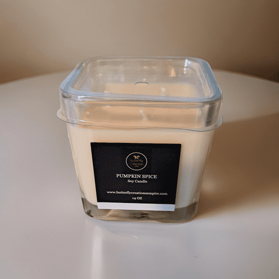 Butterfly Collections Empire 14 oz Pumpkin Spice Scented Container Candles with 30 h Burn Time, Dust Cover Top