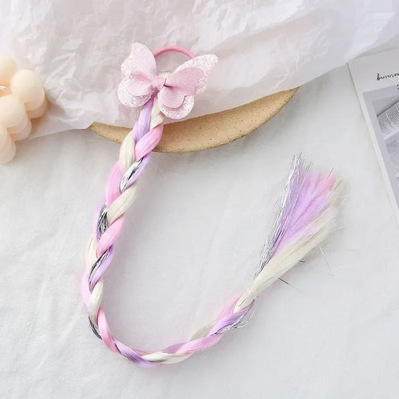 Colorful Butterfly Braid Headband Fashion Kids Ponytail Holder Rubber Bands New Girls Cute Cartoon Bow Hair Accessories
