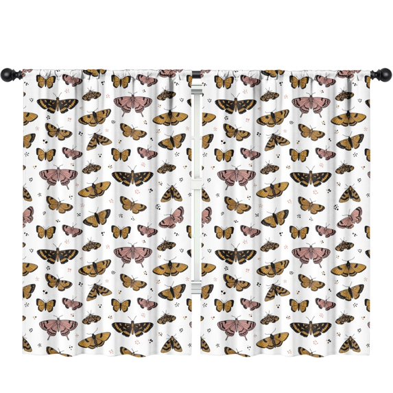 Butterfly Colorful Moth Pattern Insulated Teens Curtains Set Of 2, Bedroom Essentials, Toddler Room Decor 52"x84"