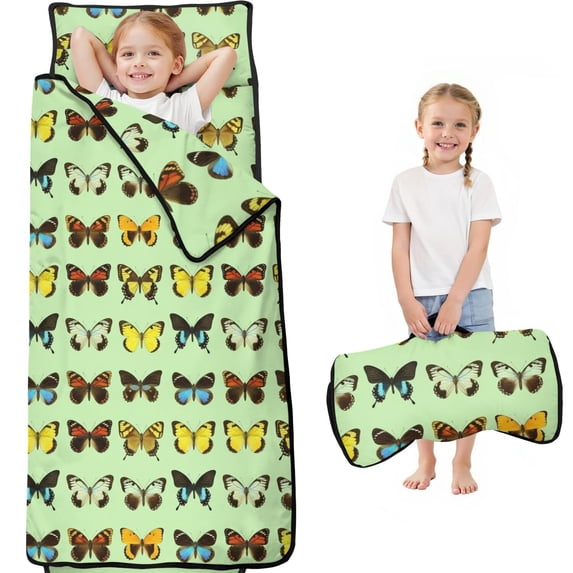 Butterfly Colorful Wing Pattern Teens Toddler Nap Mat with Pillow ...