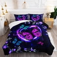 thumbnail image 1 of Butterfly Comforter Set Size Starry Blue Rose Print Bedding Set Butterfly Art Pattern Soft Lightweight Duvet Set for Kids Teens Girls Women 3Pcs(1 Comforter + 2 Pillowcase), 1 of 6