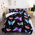 thumbnail image 1 of Butterfly Comforter Set Size Starry Blue Rose Print Bedding Set Butterfly Art Pattern Soft Lightweight Duvet Set for Kids Teens Girls Women 3Pcs(1 Comforter + 2 Pillowcase), 1 of 6