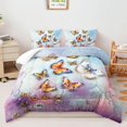thumbnail image 1 of Butterfly Comforter Set Size Starry Blue Rose Print Bedding Set Butterfly Art Pattern Soft Lightweight Duvet Set for Kids Teens Girls Women 3Pcs(1 Comforter + 2 Pillowcase), 1 of 6