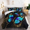 thumbnail image 1 of Butterfly Comforter Set Size Starry Blue Rose Print Bedding Set Butterfly Art Pattern Soft Lightweight Duvet Set for Kids Teens Girls Women 3Pcs(1 Comforter + 2 Pillowcase), 1 of 6