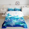 Butterfly Comforter Set for Women Gift Brown Blue Marble Bedding
