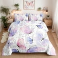 thumbnail image 1 of Psoiuetr Watercolor Butterfly Comforter Set Full Size for Girls Kids Teens Pink Purple Bedding Set 3 Pieces, 1 of 7
