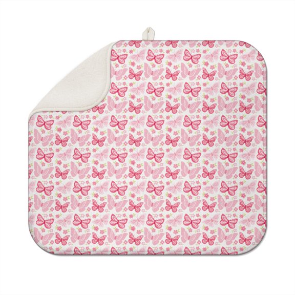 Butterfly and Constellation Drying Mat - Super Absorbent Microfiber Countertop Mat, 3-Layer Thick Dish Rack Pad, Compact Foldable (Starry Night Design)