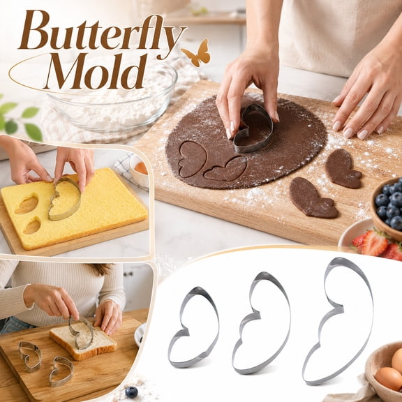 Butterfly Cookie Cutters Set, 3D Fondant Plunger Cutters with Embosser Stamp for , Gum Paste, Spring Party Supplies, Easter & Wedding Baking Tools, 1Pack A