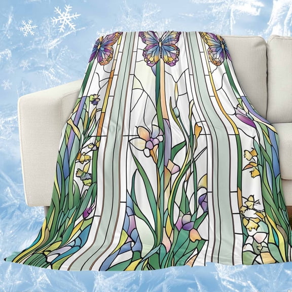 Butterfly Cooling Blanket, Lightweight Breathable Summer Throw Blanket with Double Sided Cold Effect, Summer Spring Botanical Farmhouse Picnic Beach Blankets Bed Sheet for Hot Sleepers 30"x40"