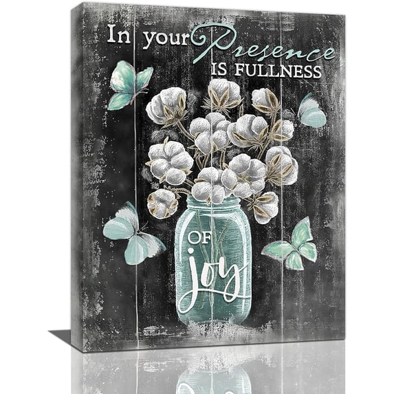Butterfly Cotton Bathroom Wall Art Teal Butterfly Floral Pictures Wall Decor Farmhouse Rustic Cotton Canvas Prints Artwork Painting Modern Home Decorations For Bedroom Living Room Framed 12"x16"