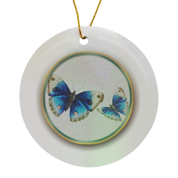 3drose, Butterfly Couple, Circle Porcelain Ornament