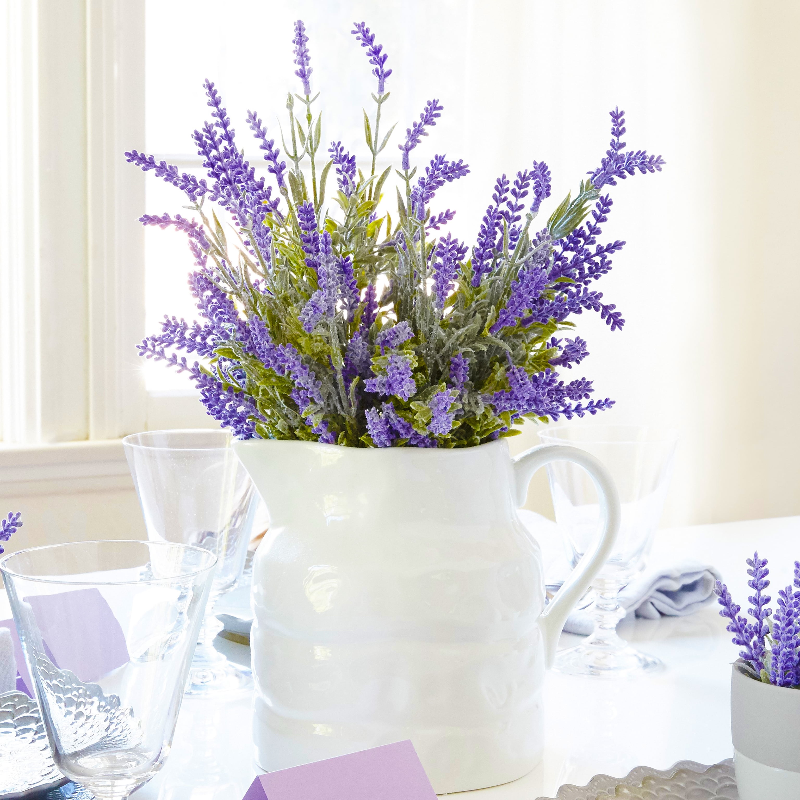 Lavender Artificial Flower Display Rustic design - Four Seasons