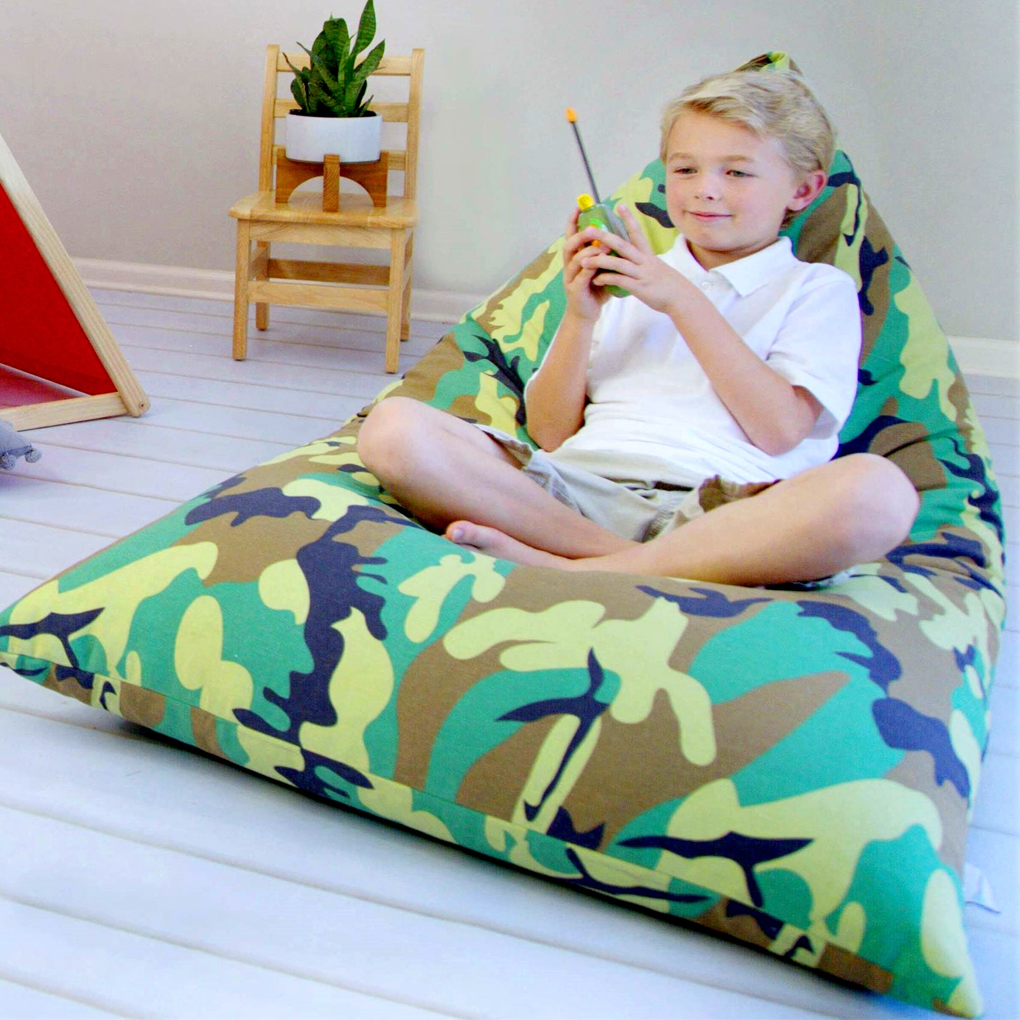 Butterfly Craze Bean Bag Chair Cover, Functional Toddler Toy Organizer