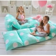 thumbnail image 1 of Butterfly Craze Floor Pillow Bed Lounger Cover, Cozy & Stylish Seating Solution for Kids & Adults, Recliner Floor Cushion for Ultimate Comfort, Holds 5 Pillows, Cover Only, Aqua Polka Dot, King, 1 of 9