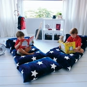 Butterfly Craze Floor Pillow Bed Lounger Cover, Cozy & Stylish Seating Solution for Kids & Adults, Recliner Floor Cushion for Ultimate Comfort, Holds 5 Pillows, Cover Only, Navy Stars, Queen