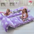 thumbnail image 1 of Butterfly Craze Floor Pillow Bed Lounger Cover, Cozy & Stylish Seating Solution for Kids & Adults, Recliner Floor Cushion for Ultimate Comfort, Holds 5 Pillows, Cover Only, Purple Polka Dot, Queen, 1 of 9