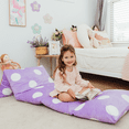 thumbnail image 1 of Butterfly Craze Floor Pillow Bed Lounger Cover, Cozy & Stylish Seating Solution for Kids & Adults, Recliner Floor Cushion for Ultimate Comfort, Holds 5 Pillows, Cover Only, Purple Polka Dot, King, 1 of 9