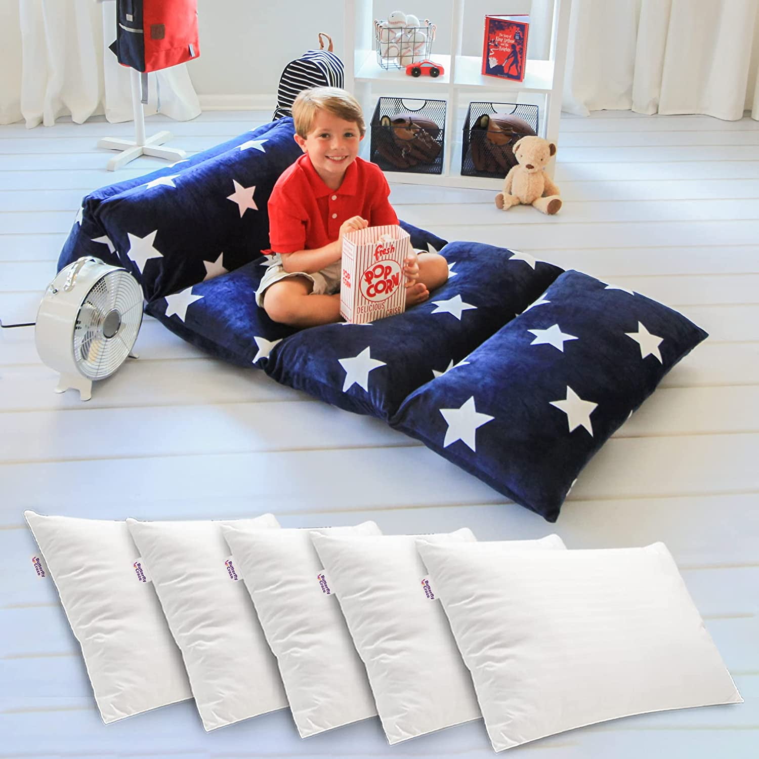 Butterfly Craze Pillow Bed Floor Lounger Cover with Pillows