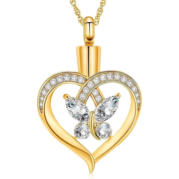 Butterfly Cremation Jewelry for Ashes Heart Urn Necklaces for Ashes of Loved Ones Keepsake Memorial Gifts for Ash Loved One