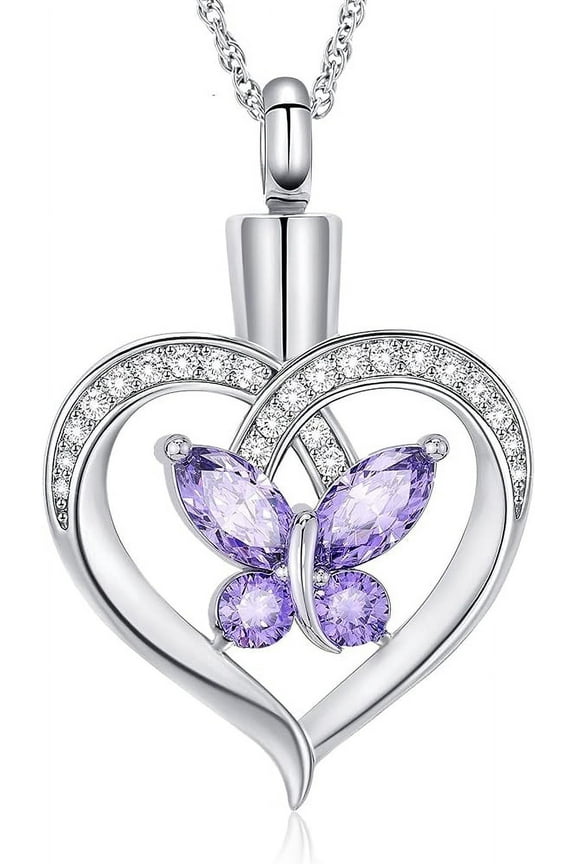 Butterfly Cremation Jewelry for Ashes Heart Urn Necklaces for Ashes of Loved Ones Keepsake Memorial Gifts for Ash Loved One