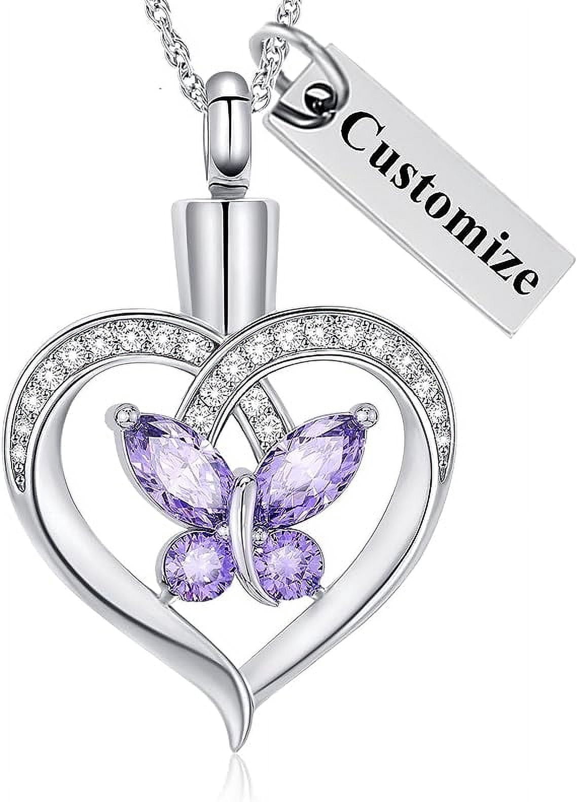 Imrsanl Memorial Urn Necklace For Ashes - Cross With Butterfly Cremation Jewelry Pendant For Women