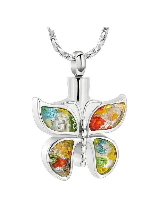 Butterfly Cremation Jewelry for Ashes Urn Necklace Lockets for Human Ashes Pet Ashes Holder Pendent for Ashes and Chain