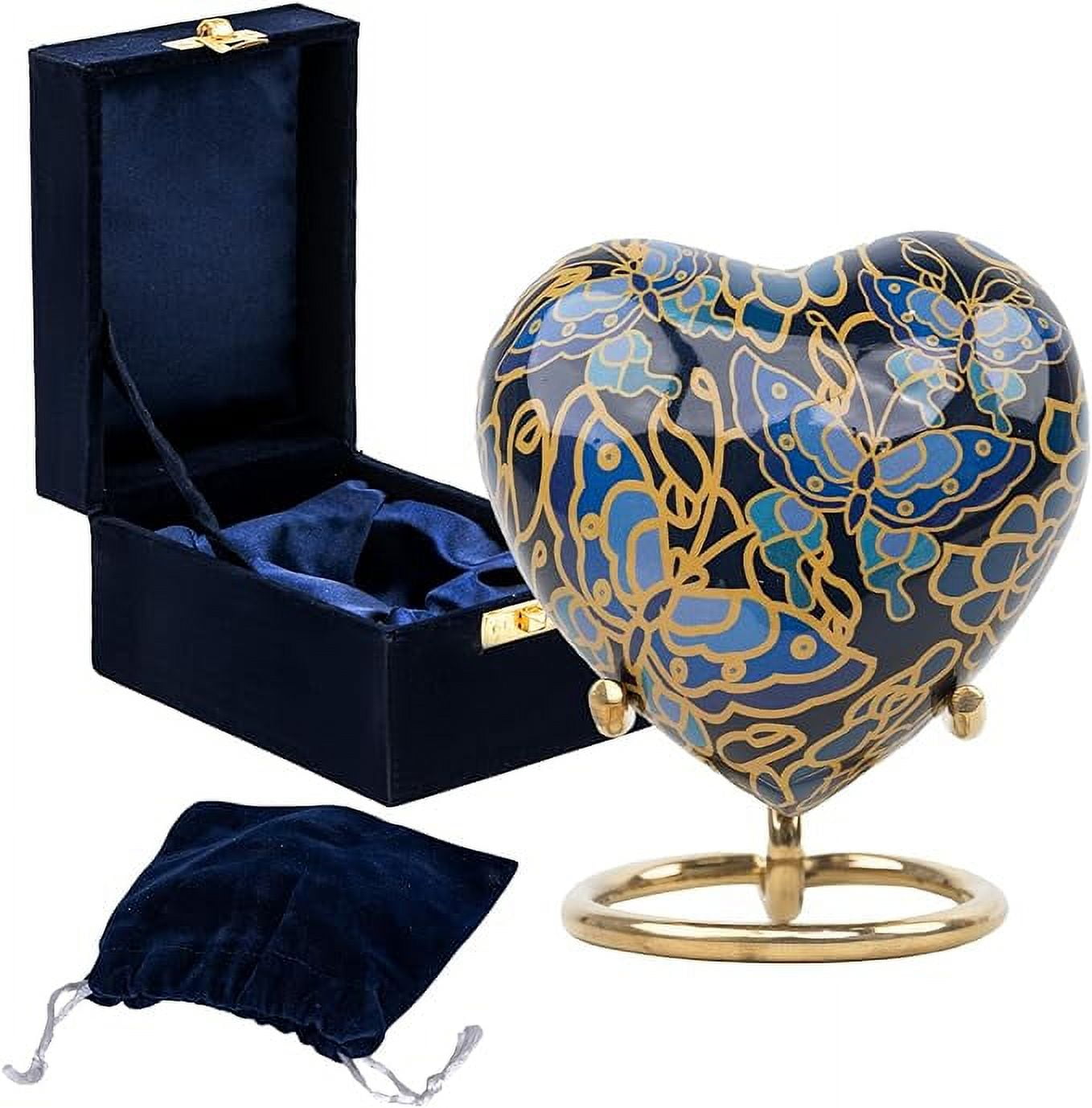 Butterfly Cremation Urn Small Keepsake Heart Urns for Human Ashes with Stand | Mini Small Case for Human Remains Ashes Decorative Urns for Mom, Dad, Men, Infant, Child with Box & Bag from STONLIF