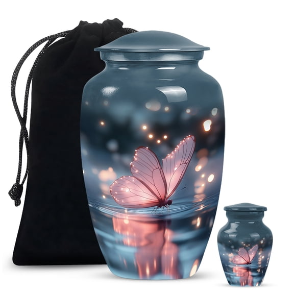 Butterfly Cremation Urns for Human Ashes, Large Urn for Ashes Adult Male Dad, Mini Urn for Ashes for Men, Butterfly Funeral Decorative Burial Urns for Women ( Size:- 10" 1 Pc, 3" 2 Pc )