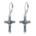 thumbnail image 1 of Butterfly Cross Earrings Sterling Silver Abalone Shell Cross Earrings Dangle Drop Leverback Earrings Jewelry Gifts for Women, 1 of 6