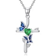 thumbnail image 1 of Butterfly Cross Emerald Birthstone Necklace 925 Sterling Silver Butterfly Cross Pendant Necklace with May Birthstone Trendy Christmas Day Anniversary Jewelry Gift for Women Her, 1 of 10