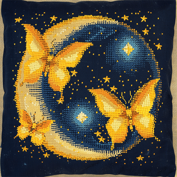Butterfly Cross Stitch Pillow Kit , 45X45cm , Cross Stitch Kits for Adults (11ct)