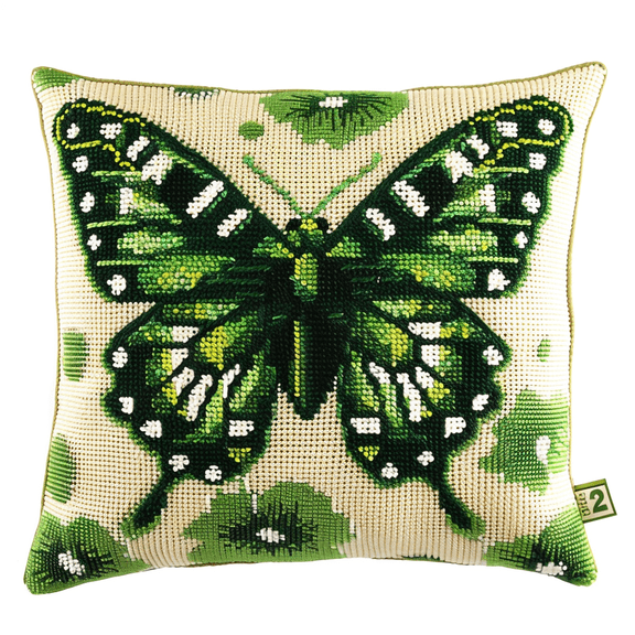 Butterfly Cross Stitch Pillow Kit DIY , 17.72" x 17.72" , Handmade Embroidery Kit Needlepoint Home Decor for Sofa (11ct)