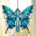 thumbnail image 1 of Butterfly Cross Suncatcher: Religious Acrylic Window Hanging, 1 of 5