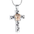 thumbnail image 1 of Butterfly Cross Urn Pendant Memory Necklace for Cremation Ashes Keepsake Memorial Jewelry, 1 of 5