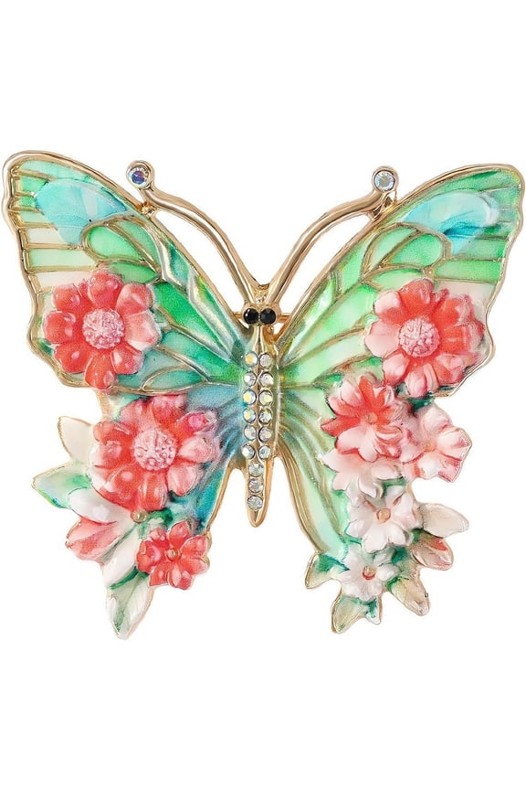 Butterfly Crystal Brooch Pin for Women Fashion Vintage Colorful Glitter Enamel Butterfly Flower Brooch Suit Dresses Wedding Party Accessories Jewelry