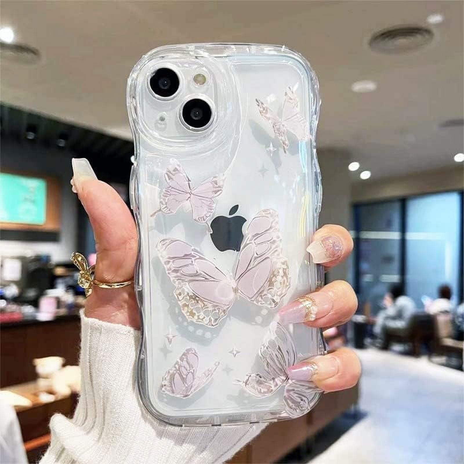 Butterfly Crystal Clear Case with Curly Wave Frame Design